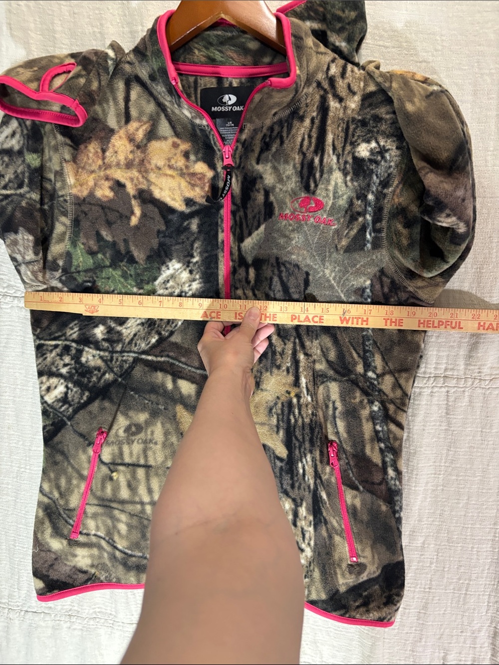 Mossy Oak Women's Camo Fleece Jacket Pink TrimFull Zip Size L EUC - Picture 8 of 10